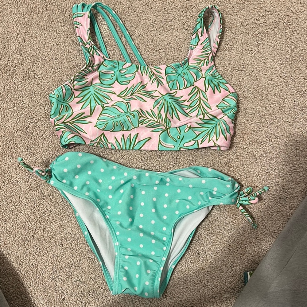 Tropical Leaf Print kids Bikini Set